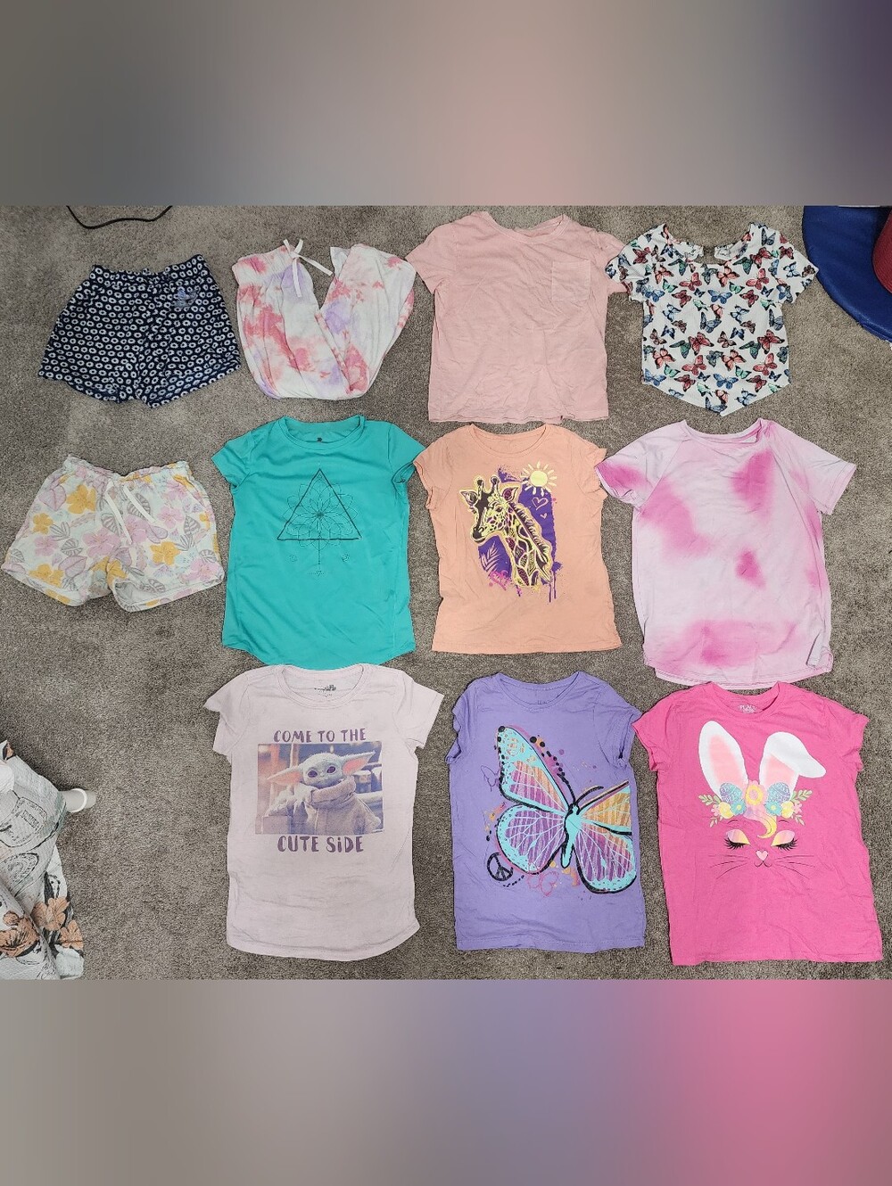 Girls Clothes Lot Size 10-12, 8 Shirts, 1 PJ Pants & 2 Pairs Of Shorts, Flaws